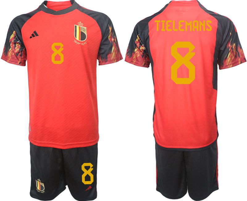 Men 2022 World Cup National Team Belgium home red #8 Soccer Jerseys->->Soccer Club Jersey